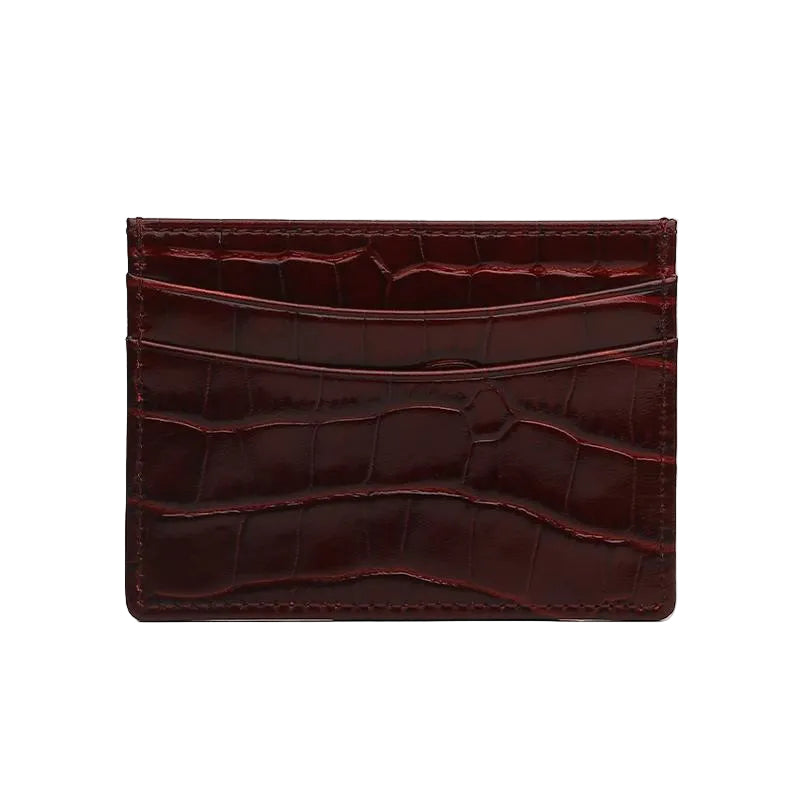 MM London Slim Crocodile Burgundy Card Holder